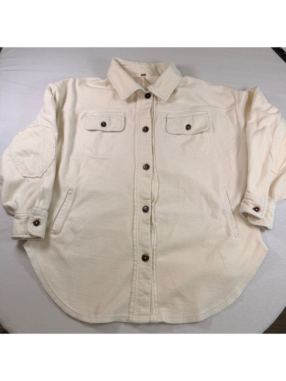 Free People Ruby Oversized Fleece Shacket Ivory White S